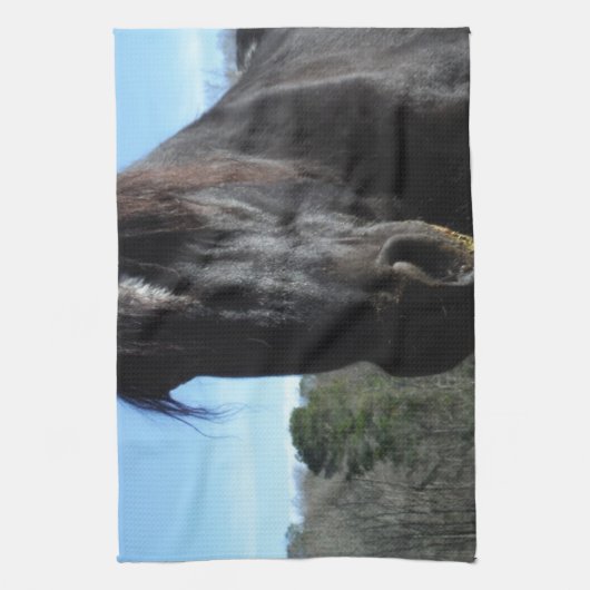 Rescuated Black Draft Horse Theedoek (Verticaal)