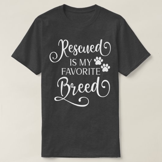 Rescuated is mijn favoriete Fancy witte scriptca v T-shirt (Design voorkant)