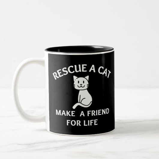 Rescue A Cat Make A Friend For Life Tweekleurige Koffiemok (Links)