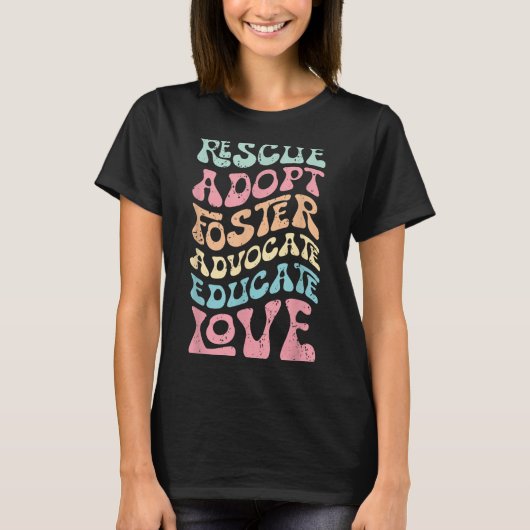 Rescue Adopt Foster Advocate Educate Love Cat Mom, T-shirt (Voorkant)