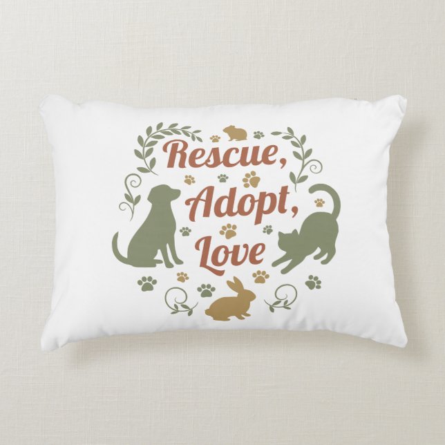 Rescue, Adopt, Love Accent Kussen (Voorkant)