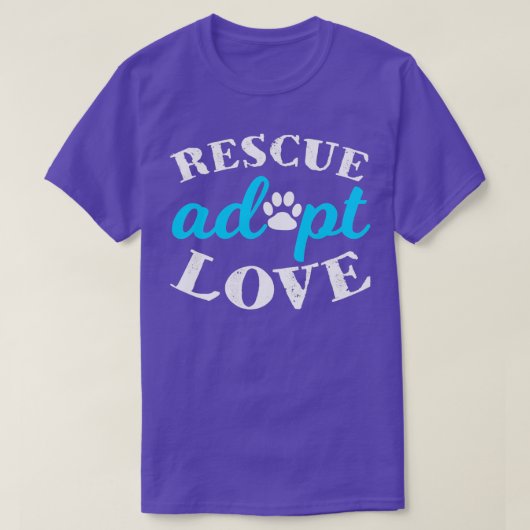 Rescue Adopt Love Dierenvriend T-shirt (Design voorkant)