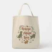 Rescue, Adopt, Love Tote Bag (Achterkant)