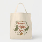 Rescue, Adopt, Love Tote Bag (Voorkant)