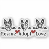 Rescue Adopteer Liefde | Aangepast vinyl Sticker (Voorkant)