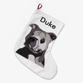 Rescue American Bulldog Pit Bull Terrier Portret Grote Kerstsok (Voorkant (Hangend))