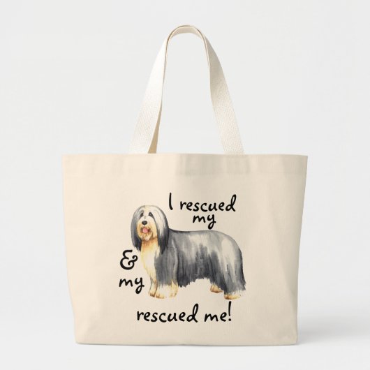 Rescue Bearded Collie Grote Tote Bag (Voorkant)