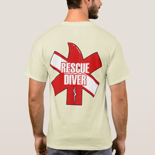 Rescue Diver Cross Dive Flag Style 1 T-shirt (Achterkant)