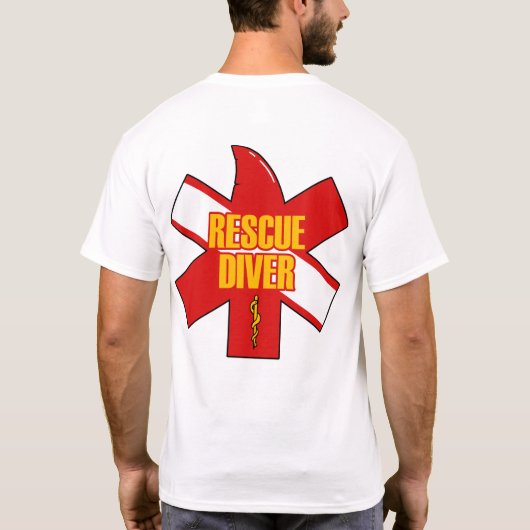 Rescue Diver Cross Dive Flag Style 2  T-shirt (Achterkant)