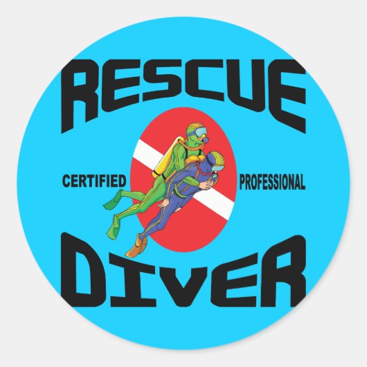 Rescue Diver Ronde Sticker (Voorkant)