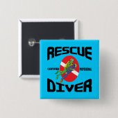 Rescue Diver Vierkante Button 5,1 Cm (Voorkant /achterkant)