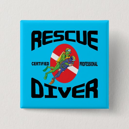 Rescue Diver Vierkante Button 5,1 Cm (Voorkant)