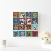 Rescue Dog Cartoon Vierkante Klok (Huis)