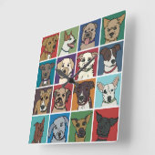 Rescue Dog Cartoon Vierkante Klok (Hoek)