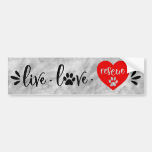 Rescue Dog - Live Love Rescue Red Bumpersticker