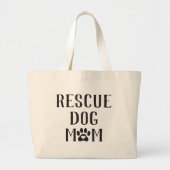 Rescue Dog mam Heart Paw Print Grote Tote Bag (Voorkant)