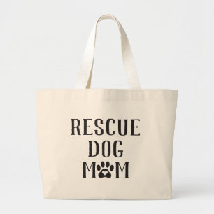 Rescue Dog mam Heart Paw Print Grote Tote Bag