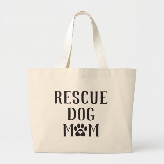 Rescue Dog mam Heart Paw Print Grote Tote Bag (Voorkant)