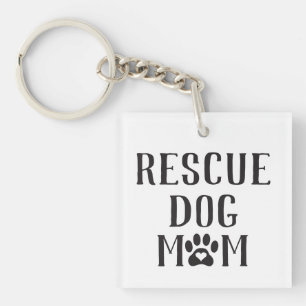 Rescue Dog mam Heart Paw Print Sleutelhanger