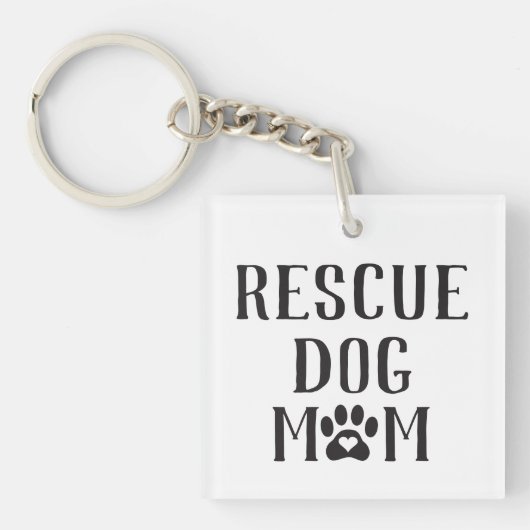 Rescue Dog mam Heart Paw Print Sleutelhanger (voorkant)