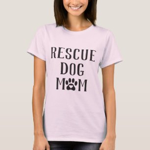 Rescue Dog mam Heart Paw Print T-shirt