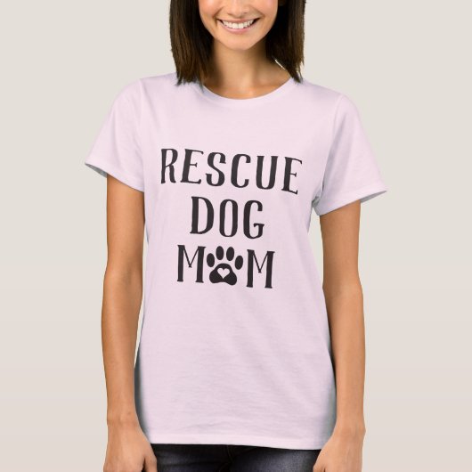 Rescue Dog mam Heart Paw Print T-shirt (Voorkant)
