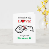 Rescue Dog Note Card, Can't Buy Love Can Rescue It Kaart (Gele Bloem)