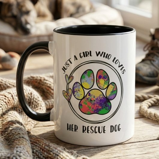 Rescue Dog Paw Whimsical Pet Lover Mok