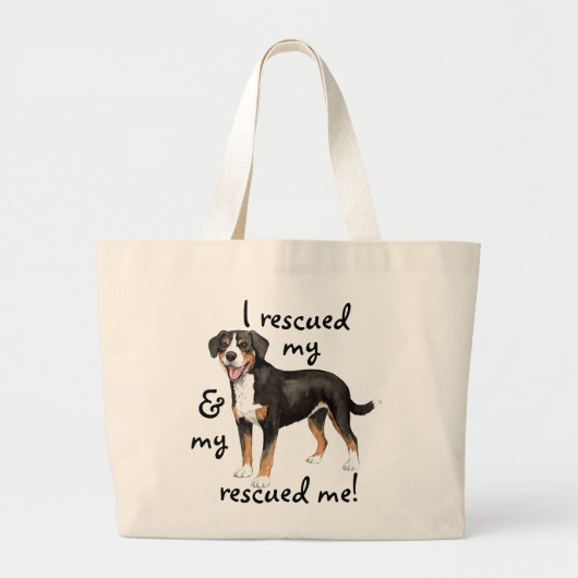 Rescue Entlebucher Mountain Dog Grote Tote Bag (Voorkant)