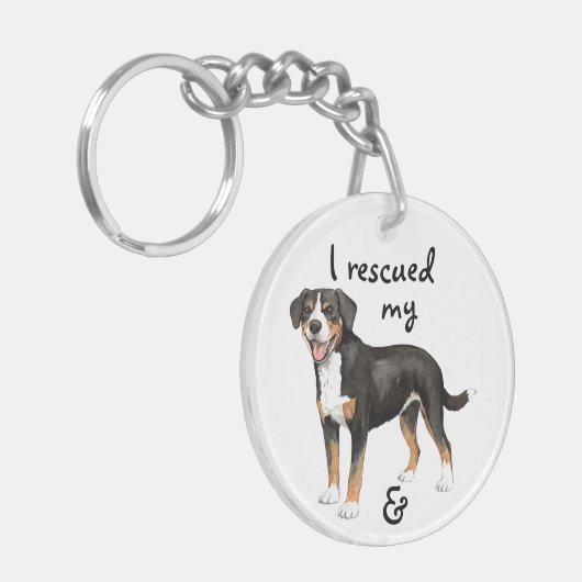 Rescue Entlebucher Mountain Dog Sleutelhanger (Voorkant Links)