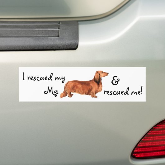 Rescue Longhaire Dachshund Bumpersticker (Op auto)