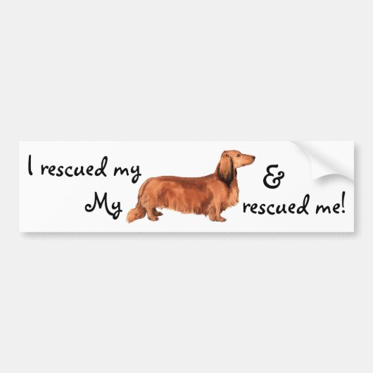 Rescue Longhaire Dachshund Bumpersticker (Voorkant)