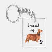 Rescue Longhaire Dachshund Sleutelhanger (Voorkant Links)