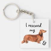 Rescue Longhaire Dachshund Sleutelhanger (Voorkant)