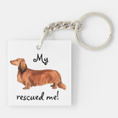 Rescue Longhaire Dachshund Sleutelhanger (Achterkant)