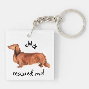 Rescue Longhaire Dachshund Sleutelhanger