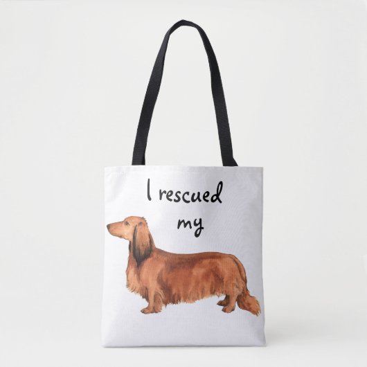 Rescue Longhaire Dachshund Tote Bag (Voorkant)
