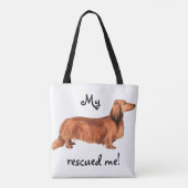 Rescue Longhaire Dachshund Tote Bag (Achterkant)