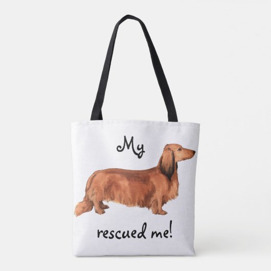 Rescue Longhaire Dachshund Tote Bag (Achterkant)