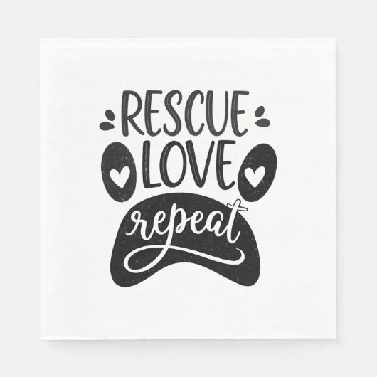 Rescue Love Repeat Dog Paw T-shirt Servet (Voorkant)