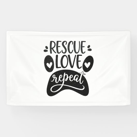 Rescue Love Repeat Dog Paw T-shirt Spandoek (Horizontaal)