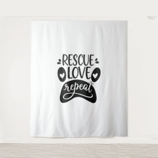 Rescue Love Repeat Dog Paw T-shirt Wandkleed