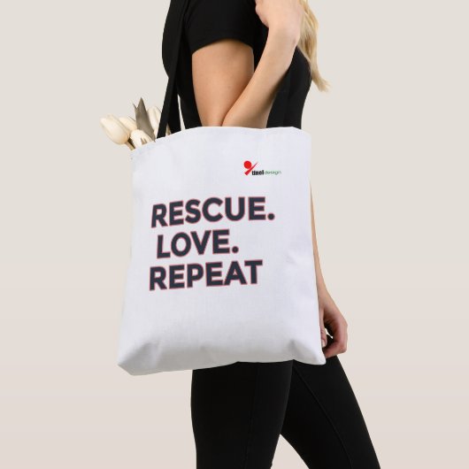 Rescue. Love. Repeat. | Pet Lovers Minimalist Desi Tote Bag (Dichtbij)