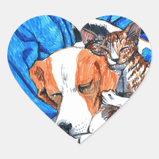 Rescue Love Sticker - Hond & Kat metgezellen (Voorkant)