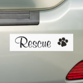 Rescue Paw Print Cursive Bumpersticker (Op auto)