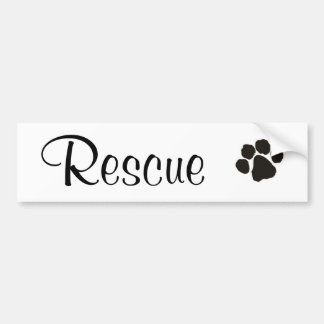 Rescue Paw Print Cursive Bumpersticker
