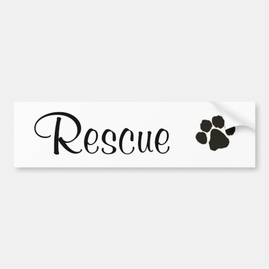 Rescue Paw Print Cursive Bumpersticker (Voorkant)
