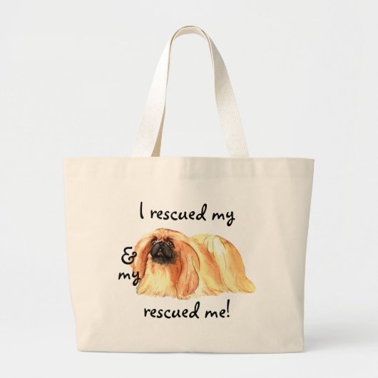 Rescue Pekingese Grote Tote Bag (Voorkant)