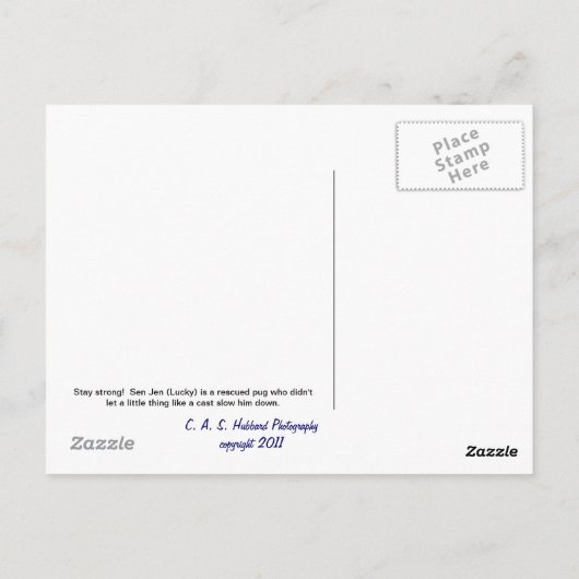 Rescue Pug Briefkaart (Achterkant)