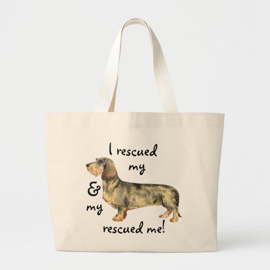 Rescue Wirehaered Dachshund Grote Tote Bag (Voorkant)